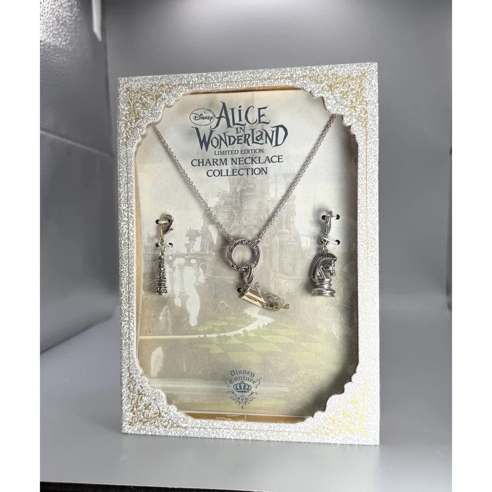 Disney Couture Alice in Wonderland Red White Queen Charm Necklaces Limited Ed